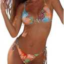 Women's 2 Piece Bikini Set Floral Boho Halter Triangle Bathing Suit Flattering Cheeky String Swimsuit 2026, Starfish XS