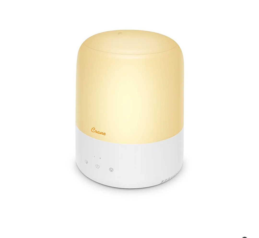 Crane Top Fill Mini Humidifier for Bedroom and Nursery 3-in-1 Essential Oil Diffuser Sleep Light 0.5 Gallon Baby Humidifier