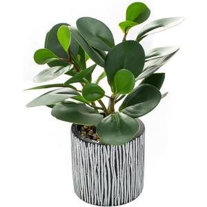 AlphaAcc Fake Plants Real Looking Greenery Artificial Plants Indoor Potted Plant with Rustic Black Clay Planter for Farmhouse Bathroom Bedroom Kitchen Office Table Decor 8"