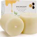3x3 Inch Pure Beeswax Pillar Candles, White Natural Bees Wax Candles Set of 2, 50-55 Hour Long Burning, Unscented Smokeless and Dripless for Home Decor, Wedding, Dinner, Gifts (Ivory)