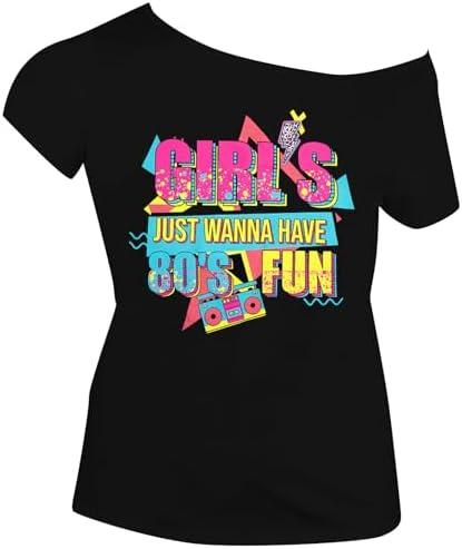 90s 80s Outfit for Women 80's Theme Party Disco Shirt Off The Shoulder Tops Vintage 90s Neon Off Shoulder Top, 2XL