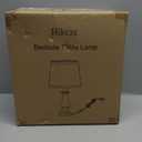 Vintage Table Lamp for Living Room Bedroom, 18.5" Farmhouse Bedside Lamps Nightstand Lamp Set of 2, Table Lamps with Oatmeal Linen Lamp Shades, 2 LED Bulbs Included, White Stripe