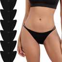 INNERSY String Bikini Panties for Women Sexy Silky Cheeky Underwear 6-Pack (Black, L)