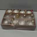 12PCS Champagne Gold Glitter Christmas Tree Ornaments  3.15 Shatterproof Baubles with Clear Sparkly Sequin & Star Accents, Holiday Ball Decorations for Xmas Tree, Party & Home Dcor (Champagne)