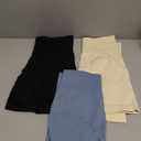 OQQ Women's 3 Piece Yoga Ribbed Seamless Workout High Waist Athletic Legging Shorts, Black Beige Blue, Medium 