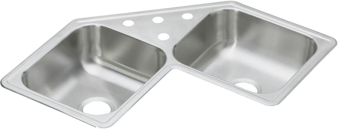 Elkay DE217324 Dayton Equal Double Bowl Stainless Steel Corner Sink