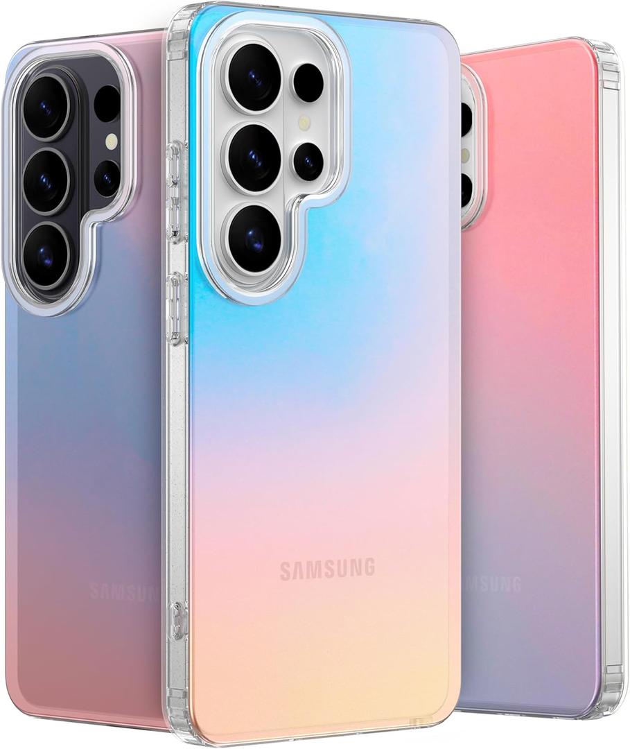 LONLI Hue Case for Samsung Galaxy S26 Ultra - Fluorescent Holographic Iridescent Phone Case - [Raised Camera Frame] - Cute and Unique Phone Cover for Girls and Women