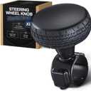 Steering Wheel Knob XL Stealth Black Edition, Heavy Duty No-Logo Spinner for Large Wheels (1.42"1.73"), Smooth Bearings, Comfortable Grip for Trucks, Vans, Pickups, SUVs, Tractors, & Forklifts