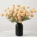 Hananona 12 Pcs Artificial Chrysanthemum Flowers, Beige Kiku Pom Pom Mums Flower Fall Faux Floral Arrangements Centerpiece for Autumn Home Kitchen Decor (12, Beige)