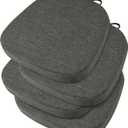 OVOV 14x14 Chair Cushions for Metal Dining Chairs Set of 4 Non Slip Thick Textured Chair Pads for Dining Chairs with Ties and Removable Cover (4, Dark Grey)