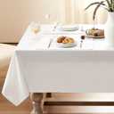 10 FT Cream Ivory Linen Tablecloths for Rectangle Tables Wrinkle Resistant Washable Heavy Weight Farmhouse Modern Neutral Fabric Tablecloth Linen Table Covers for 8 Foot Tables 60x120 Inch