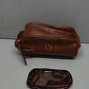 Toiletry Bags for Men Leather Travel Toiletry Bag With Engraved Initial Large Shaving & Dopp Kit Personalized Birthday Wedding Groomsmen Gifts for Men (N)