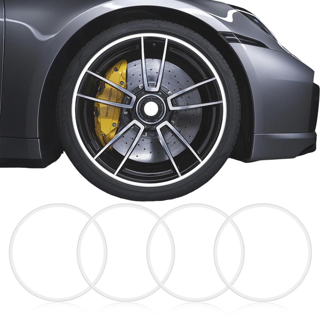 Starxi Automotive Alloy Wheel Rim Protector - Covering The Entire Rim of The Wheel hub - Strips for Curb Rash Prevention - Set of 4 Protector Easy to Install（White 17 Inch)