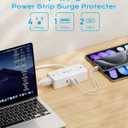 Kakyanill Surge Protector Power Strip, 10 ft Flat Extension Cord with 4 Outlets 3 USB Ports (2 USB C), Flat Plug Power Strip with 900 Joules Protection, Suitable for Home Office Dorm Room, White