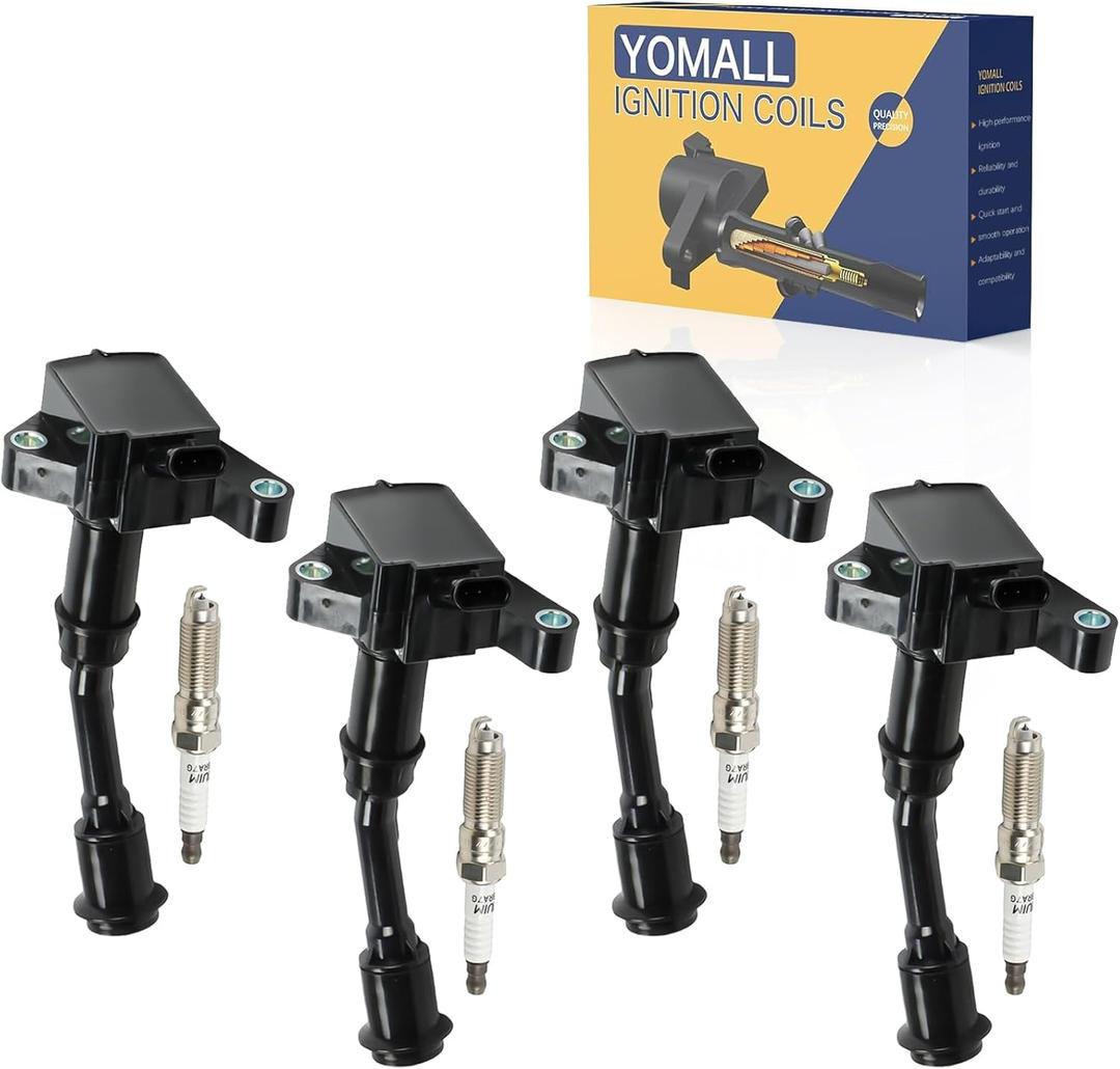 4PCS UF735 Ignition Coils + 4PCS 91924 Iridium Spark Plugs Ignition Coils Pack Fits for 2017-2019 Escape, 2014-2020 Fusion 1.5L 1499CC 91Cu. In. l4, Coil Pack Set Aftermarket Parts