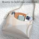 HOXIS Minimalist Faux Patent Leather Shoulder Bag Shiny Women Purse Y2K Style (Nude)