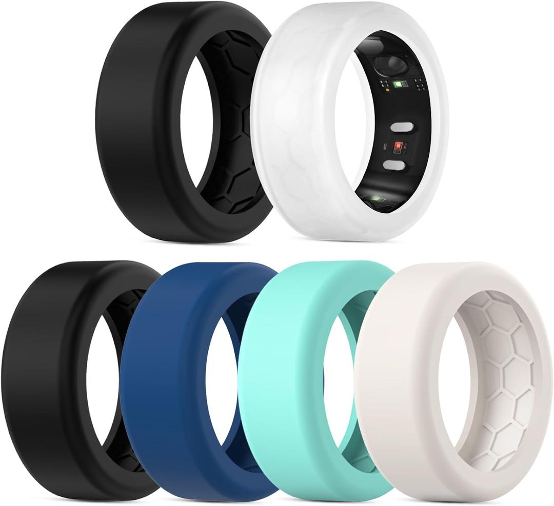6PC Cover Compatible with RingConn Gen 2/Gen 2 Air/Gen 1 Protector,Anti-Slip Design,Silicone Case Finger Wrapper Woking Out Women Men-Multicolors-M for 11/12/13/14