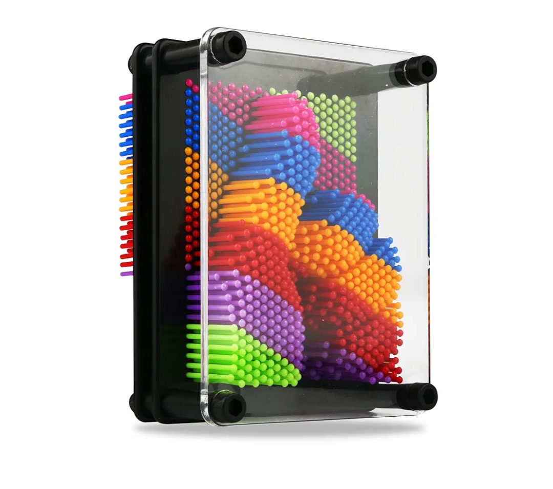 3D Pin Art Toy - Plastic Pin Board for Kids, 3D Pin Impression Sculpture Needle Toys, 3.75 X 5 inches (Rainbow)