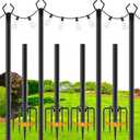 4 Pack 10Ft String Light Poles,Light Poles for Outside Lights with Fork,Outdoor Brackets Hanging Lights,Metal Stand for Deck Patio,Backyard,Wedding,Deck,Party