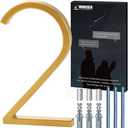 VONDERSO 6 Inch Floating House Numbers for Outside, Modern Metal Address Number 2, Durable Weather-Resistant Gold Powder Coated Finish, No Fading (Gold)
