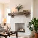 BoscoMondo Fireplace Mantel Shelf with Corbels Rustic Farmhouse Wooden Mantel, Solid Pine Floating Mantel Shelf for Wall, Decorative Fireplace Mantel for Living Room (6072)