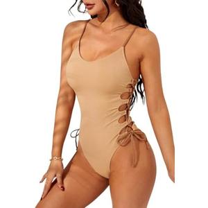Narecte One Piece Swimsuit Women Bathing Suit Sexy High Cut Women's One-Piece Swimsuits Monokini One Piece Bathing Suit M