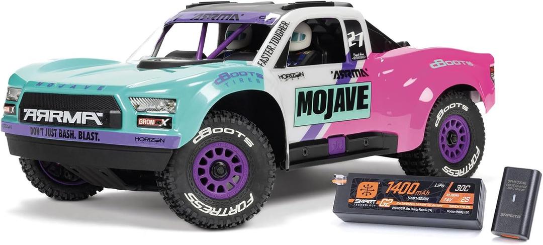 ARRMA RC Truck Mojave GROM 4X4 223S BLX BRUSHLESS Small Scale Desert Truck RTR with DSC, Battery & Charger Included, Teal, ARA2304ST1