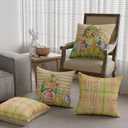 Happy Easter Gnomes Bunny Ears Eggs Easter Pillow Covers Throw Pillow Cases Set of 4 Decorations for Farmhouse Home Sofa Couch Cushion Cover Party Holiday Decor 18x18 Inch