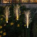 Solar Reed Lights 4 Pack - Fiber Optic, Waterproof LED for Outside, Decorate Pathway, Patio, Yard (Warm White) (4pack Fiber Optic)
