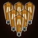 ASOKO ST58 Antique LED Filament Light Bulbs, LED Dimmable Edison Light Bulbs 4W, 2700K Warm White (Amber Glass) E26 Base Pack of 6