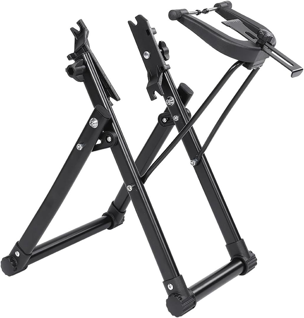 Greensen Wheel Truing Stand, Wheel Tire Foldable Home Mechanic Truing Stand Professional Mountain Road Rim Maintenance Tool Suitable for 25 to 27in Wheels