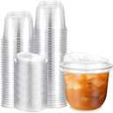 50 Pack 10 oz Clear Plastic Cups with Strawless Sip Lids Disposable Pet Iced Coffee Round Bottom Cup for Iced Coffee Juice Smoothie Cold Beverage Milkshake Bubble