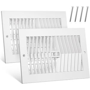 10x6 Inch Air Vent Cover for Wall or Ceiling - 2 Pack Heavy Duty Steel HVAC Register Grille High Airflow 2 Way Adjustable Fits 10 x 6 Duct Opening 11-3/4 Inch x 7-3/4 Inch [Overall Dimensions]