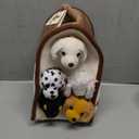 Plush Dog House -Five (5) Stuffed Animal Dogs (Dalmation, Yellow Lab, Rottweiler, Poodle, Cocker Spaniel) in Play Dog House Carrying House