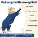 Cat Hair Sticky Onesie, Prevent Hair Loss Cat Pajamas, Long Sleeves Anti-Licking & Skin Disease Recovery Suit for Cats, Sphynx Clothes Costumes Outfits for Pet, Large
