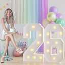 JoyMuse 3ft Marquee Numbers 26, Large Light Up Numbers 26, 26th Birthday Party and Anniversary Decoration, Yellow Light