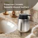 INGOFIN Ceramic Lotion Dispenser - 12oz Refillable Hand Dispenser Bathroom, Modern Liquid Soap Dispenser with Pump, Dish Soap Dispenser for Kitchen, Silver