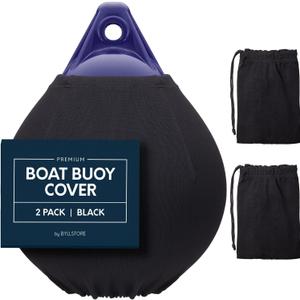 Boat Buoy Covers | 1, 2 & 4-Pack | Black | Diameter x Length: 15 x 19 & 17.5 x 21 | Polyester (2-Pack & 17.5 x 21)