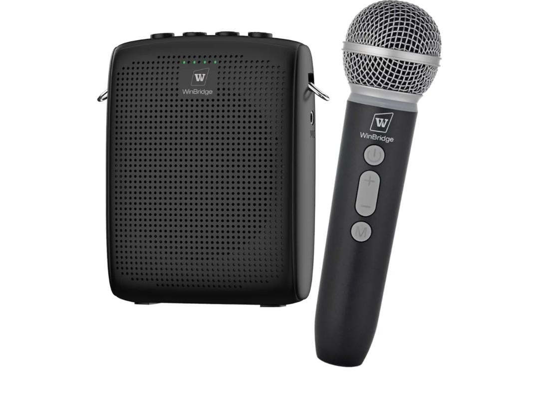 WinBridge Wireless Voice Amplifier with Microphone for Teachers, Portable PA System with Bluetooth Handheld Mic, Portable Speaker Mic Set, Cardioid Pickup for Classroom, Outdoor, Public Speaking WB009