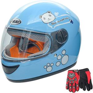 Kids Bike Helmet with Gloves, for Pedal Scooter, Motorcycle, ATV, Quad Bicycle, Suitable for Ages 3-6 (BLUE)