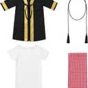 IDOPIP Muslim Baby Boys Ramadan Eid Outfit Cardigan Kaftan Thobe Arabic Islamic Abaya Dubai Robe Clothes with Head Scarf+Rope (6-12 Months, Black)