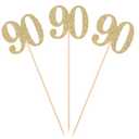Pack of 9 Gold Glitter 90th Birthday Centerpiece Sticks Number 90 Table Topper Age Letter Decorations