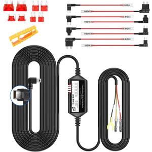 YKT Dash Cam Hardwire Kit Mini USB, 12ft with Fuse Kit Acc Hardwire Kit for Dash Camera, 24H Parking Monitor, Converts 12V-24V to Output 5V/2.5A Max, Low Voltage Protection (Fit for All Dash Cam)