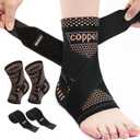 INDEEMAX Ankle Brace for Women & Men, Ankle Compression Sleeve Support Copper Infused Ankle Brace for Sprained Ankle, Plantar Fasciitis Sports, Achilles Tendonitis Pain Relief, Copper Black, S