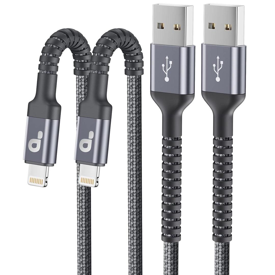 iPhone Charger Cable 2Pack 6FT, Nylon Braided Lightning Cable, [Apple MFi Certified] Fast Charging iPhone Charger Cord Compatible with iPhone 14 13 12 11 Pro Max XR XS X 8 7 6 Plus iPad and More (6FT, Grey)