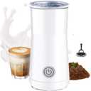 Huogary Milk Forther Simple Milk Frother and Steamer 2-in-1 Milk Steamer with Hot Milk Foam and Hot Milk for Latte, Macchiato, Cappuccinos, White Medium