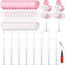 VioraWhite 8 Set Balloon Stands Kits, Sticks Holder with Base and Balloon for Table Centerpieces Party Decoration for Birthday Baby Shower Fiesta Carnival Wedding Graduation Party(Pink Bow)