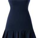 Women's Pleated Mini Dress Summer Crew Neck Sleeveless A Line Party Dresses Going Out Outfits (Blue, M)