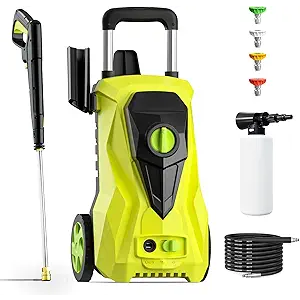 Electric Pressure Washer 4550 PSI Max 3.2 GPM Portable Power Washer with 4 Quick Connect Nozzles&Foam Cannon, 25 Foot Hose,16.5 Foot Power Cord, for Cars, Driveways, Patios, Home and Floor Cleaning