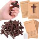 Bucherry 48 Sets Large Pocket Hug Token Bulk Wooden Hand Cross with Hug Greeting Cards, Comfort Holding Wooden Cross Keepsake Exchange Relationship Gift for Friend Colleagues Family Christians Church